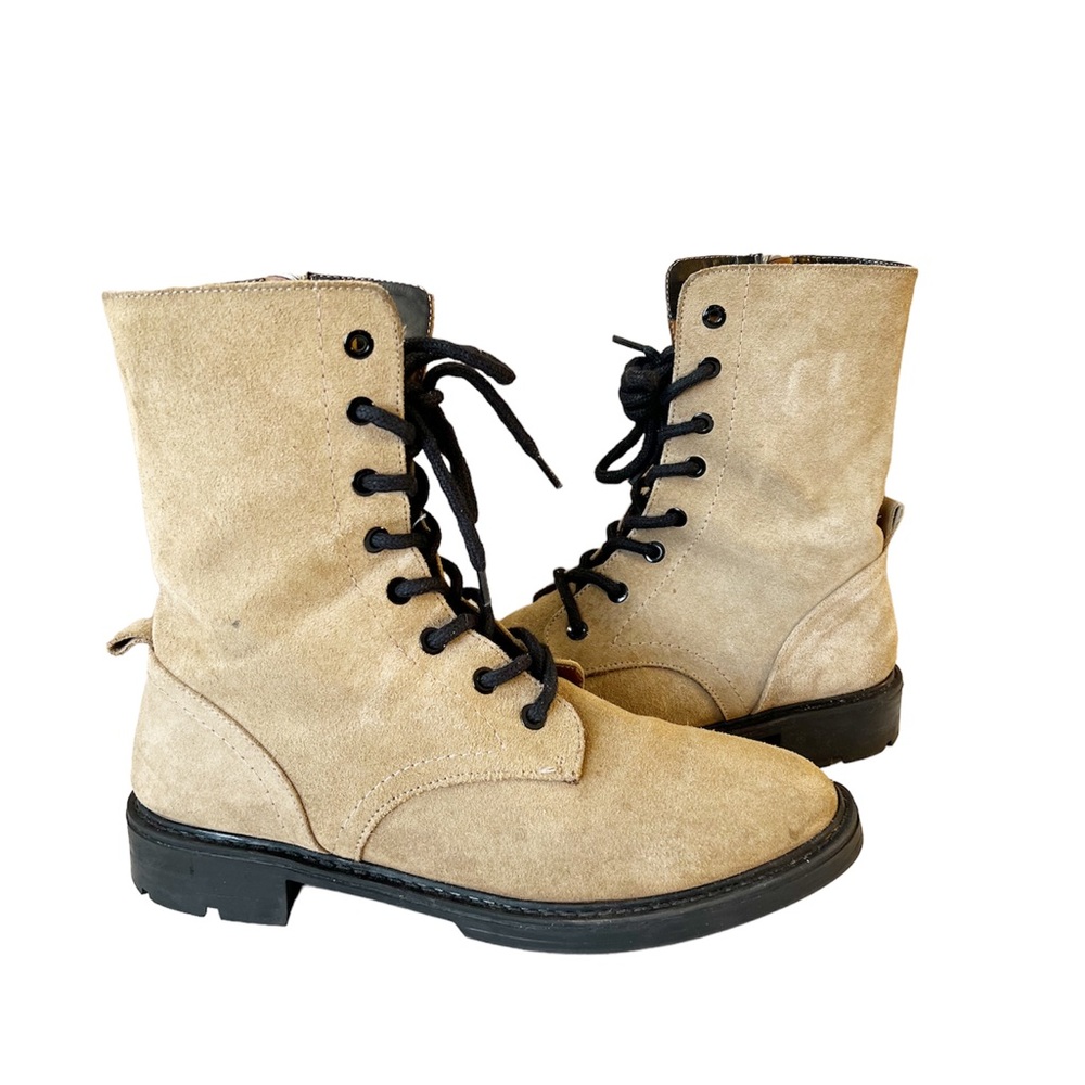 Zara Suede Combat Boots Size 40